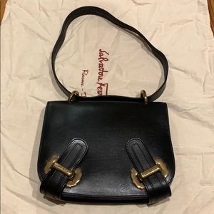 Ferragamo Shoulder Bag with Gold Hardware